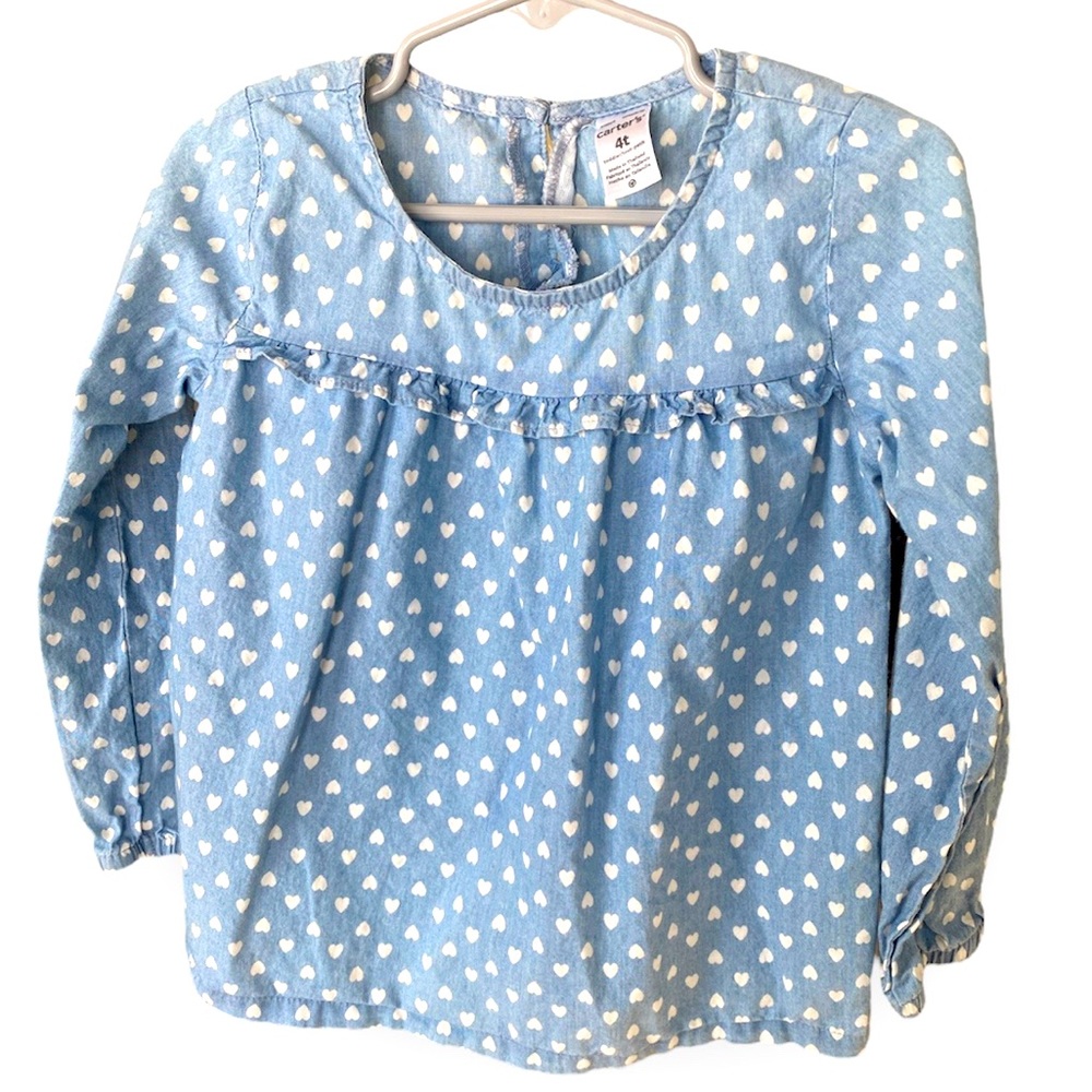 CARTER’S Blue and White Hearts Print Flowy Top